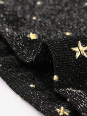 Mesh Crop Top Stars Mock Neck Party See Through Blouse