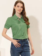 Retro Dots Bow Tie Peter Pan Collar Chiffon Blouse