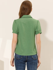 Retro Dots Bow Tie Peter Pan Collar Chiffon Blouse
