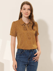 Retro Dots Bow Tie Peter Pan Collar Chiffon Blouse