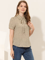 Retro Dots Bow Tie Peter Pan Collar Chiffon Blouse