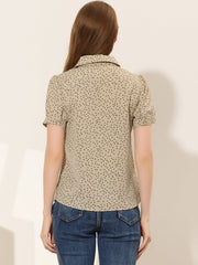 Retro Dots Bow Tie Peter Pan Collar Chiffon Blouse