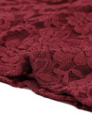 Lace Tops Keyhole Front Peplum Hem Sheer Long Sleeve Blouse