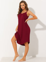 Spaghetti Strap Cami Nightdress Lounge Pajama Dress Nightgown
