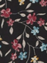 Ditsy Floral V Neck Ruffle Flutter Sleeve Midi Wrap Dress