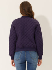 Casual Zip Up Raglan Long Sleeve Quilted Bomber Jacket