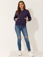 Casual Zip Up Raglan Long Sleeve Quilted Bomber Jacket