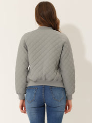 Casual Zip Up Raglan Long Sleeve Quilted Bomber Jacket
