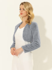 Faux Fur Evening Open Front Bolero Cropped Jacket Shrug