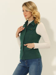 Zip Up Pockets Sleeveless Cargo Jacket Utility Vest