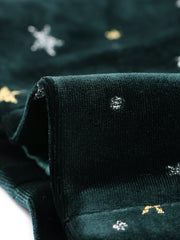 Metallic Star Single Button Velvet Lapel Crop Blazer