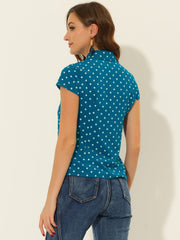 Short Sleeve Tops Vintage Polka Dots Button Up Shirt