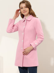 Peter Pan Collar Mid-thigh A-line Single Breasted Pea Coat