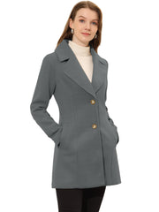 Elegant Notched Shawl Collar Single Breasted Winter Long Coat