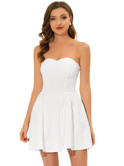 Strapless Sweetheart Neck Fit And Flare Mini Tube Top Dress