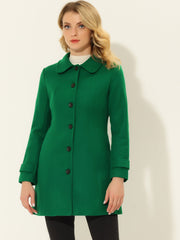 Peter Pan Collar Single Breasted Overcoat Winter Pea Coat