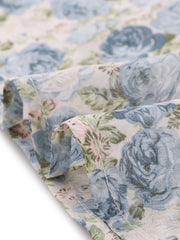 Summer Square Neck Off Shoulder A-Line Smocked Chiffon Floral Dress