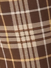 Plaid Cropped Trousers Button Casual Tartan Check Work Pants