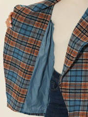 Belted Wrap Outerwear Shawl Collar Asymmetric Hem Plaid Coat