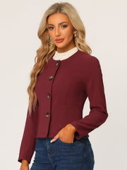 Fall Casual Jacket Elegant Button Front Work Office Blazer