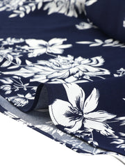Work flower Print Contrast Panel 2pc Sets Chiffon V Neck Jacket Dress