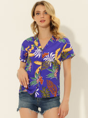 Hawaiian Floral Leaves Tropical Button Down Shirt