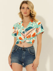 Hawaiian Floral Leaves Tropical Button Down Shirt