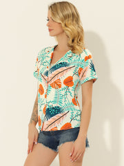 Hawaiian Floral Leaves Tropical Button Down Shirt