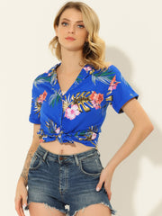Hawaiian Floral Leaves Tropical Button Down Shirt
