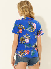 Hawaiian Floral Leaves Tropical Button Down Shirt