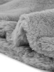 Allegra K Cropped Notch Lapel Faux Fur Fluffy Jacket