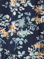 Ruffle Sleeve V Neck Above Knee A-Line Floral Chiffon Dress