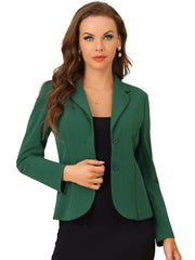 Notched Lapel Collar Stretch Work Office Workwear Jacket Blazer