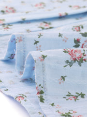 Floral Printed Peter Pan Collar Cotton Short Sleeve Shirt