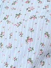 Floral Printed Peter Pan Collar Cotton Short Sleeve Shirt