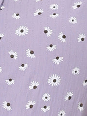 Floral Printed Peter Pan Collar Cotton Short Sleeve Shirt