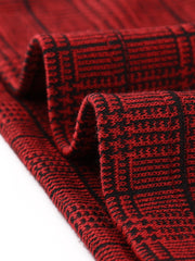 Mock Neck 3/4 Sleeve Slim Check Office Work Plaid Dress