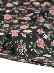 Button Down Floral Long Sleeve Point Collar Blouse