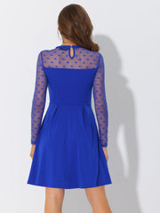 Heart Mesh Sheer Long Sleeve Gothic Cocktail Skater Mini Dress