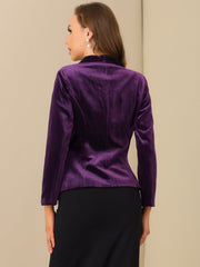 Solid Shawl Collar Single Button Velvet Blazer