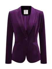 Solid Shawl Collar Single Button Velvet Blazer