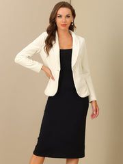 Shawl Collar Single Button Velvet Solid Office Work Jacket Blazer