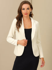 Shawl Collar Single Button Velvet Solid Office Work Jacket Blazer
