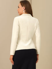 Shawl Collar Single Button Velvet Solid Office Work Jacket Blazer