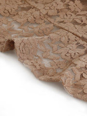 Floral Lace Tie Front Ruffled Hem Sheer Crop Bolero Shrug
