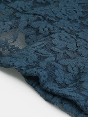 Floral Lace Tie Front Ruffled Hem Sheer Crop Bolero Shrug