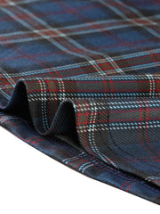 Peter Pan Collar Contrast Color Button Decor Plaid Dress