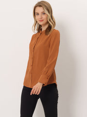 Mandarin Collar Long Sleeve Button Down Office Shirt