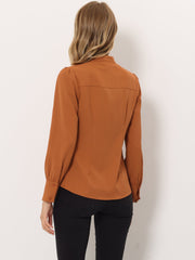 Mandarin Collar Long Sleeve Button Down Office Shirt