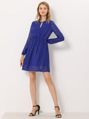 Choker V Neck Flared Gilding Metallic Shiny Star A-Line Dress